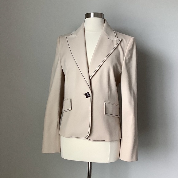 Les Copains Cream One‎ Button Blazer Jacket NWOT - Picture 2 of 16